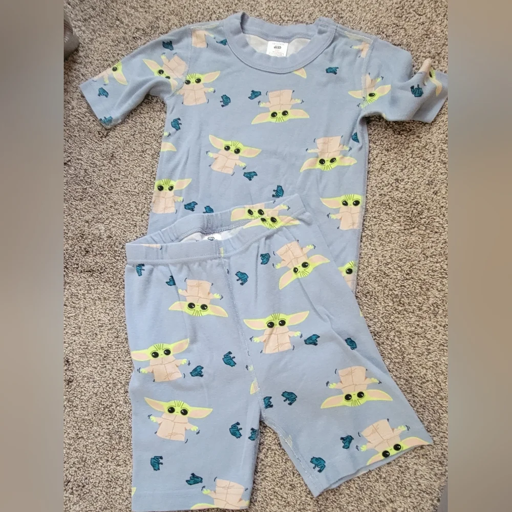 Hanna Andersson Light Blue Baby Yoda Print Pajama Set